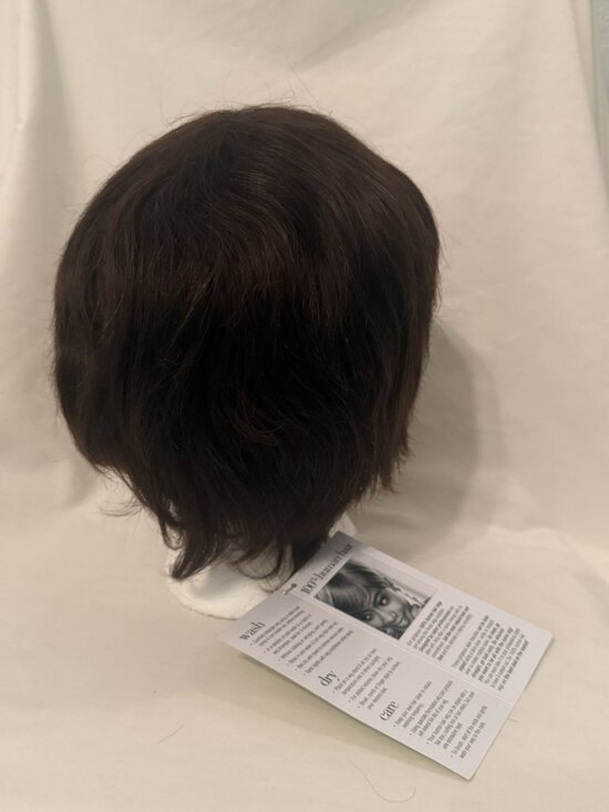 Short 100% Human Hair Pixie Cut Dark Brown Wig Adjustable Strap NIB Wig Shop main image 7